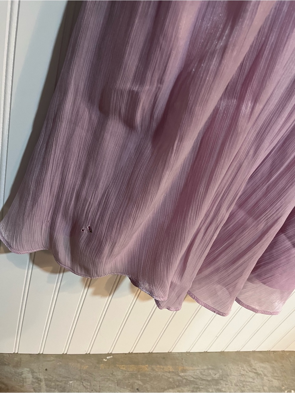 Badgley Mischka Soft Lilac Draped V-Neck Maxi Gown - Picture 11 of 11